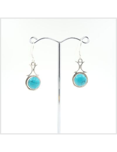 Boucles Turquoises en argent massif