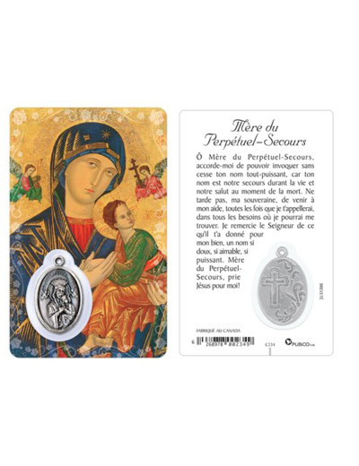 Carte-prière avec insertion ND PERPÉTUEL SECOURS