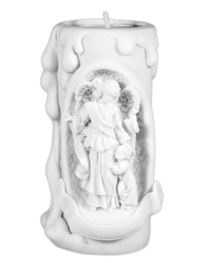 CHANDELLE  ALBATRE 11CM - Ange Gardien Blanche