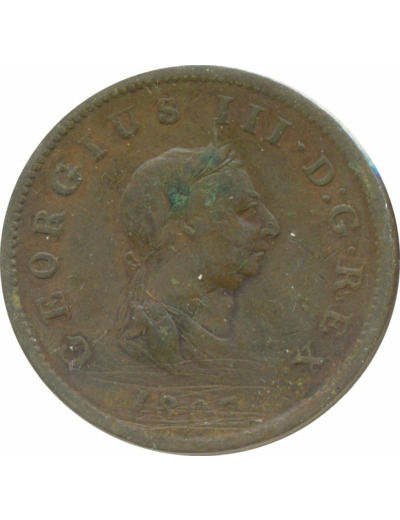 GRANDE BRETAGNE 1/2 PENNY GEORGES III 1807 TB