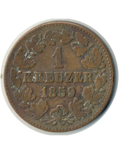 ALLEMAGNE NASSAU 1 KREUZER 1859 TB+ (W74)