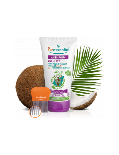 Shampooing Masque Traitant 2 en 1 Anti Poux avec peigne 150ml