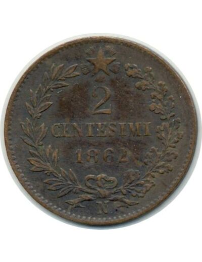 ITALIE 2 CENTESIMI 1862 N VITTORIO EMANUELE II TTB (W2.2)