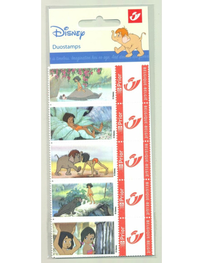 BELGIQUE 5 timbres personnalisés 2005 DISNEY LE LIVRE DE LA JUNGLE DUOSTAMP