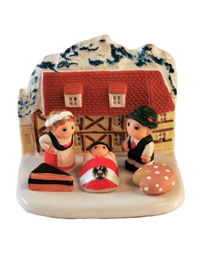 CRECHE en céramique BLOC 8x7cm- AUTRICHE