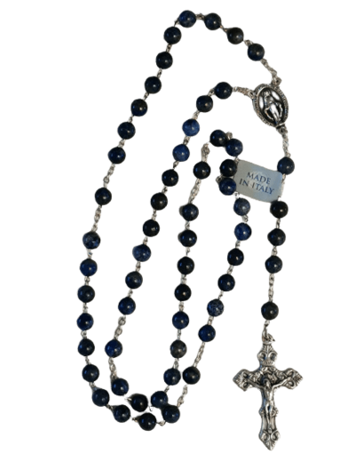 Chapelet pierre véritable 6mm Sur Chaine Argentée - LAPIS LAZZULI