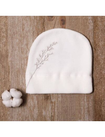 Bonnet bébé coton bio velours brodé