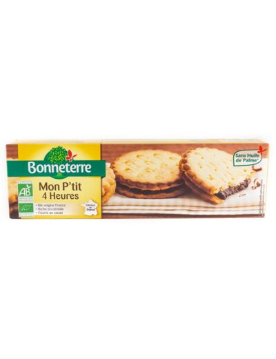 Biscuits Fourrés au Cacao Mon P'tit 4 heures Bio 185g