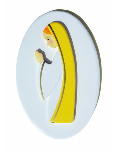 Ste Marie jaune, socle blanc 18x11cm