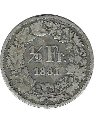 SUISSE 1/2 FRANC 1881 B TB-