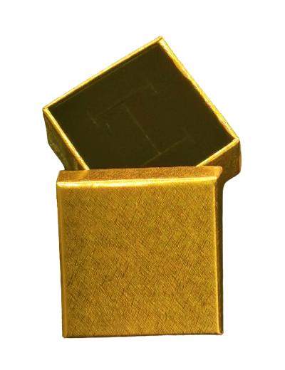 Boîte à bijoux cartonnée 5X5X Hauteur fermée 3cm dorée
