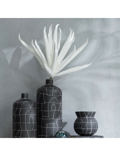 Fleur artificielle polyrésine Eva feuilles longue blanche 90cm