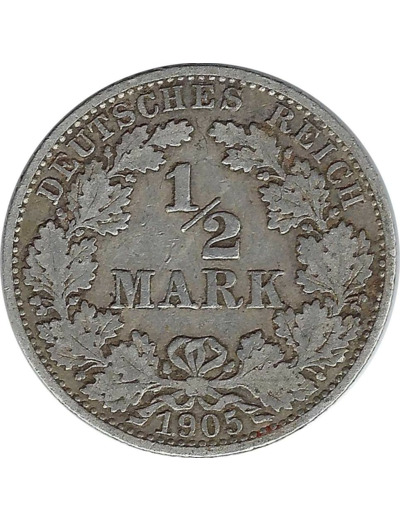 ALLEMAGNE 1/2 MARK 1905 A TB+ N1