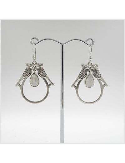 Boucles d'oreilles Pierre de lune et Argent Massif