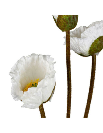 Fleur artificielle polyester Pavot écru 90cm
