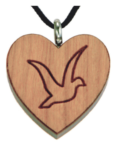 Coeur en Bois d'Erable Vernis 2,5cm avec Cordon - COLOMBE