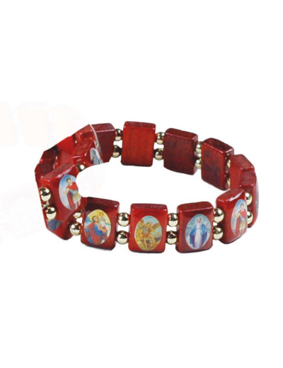 Bracelet 14 Multisaints en Bois Petit Modèle