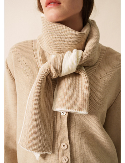 Echarpe en laine bicolore Canoeen maille perlée