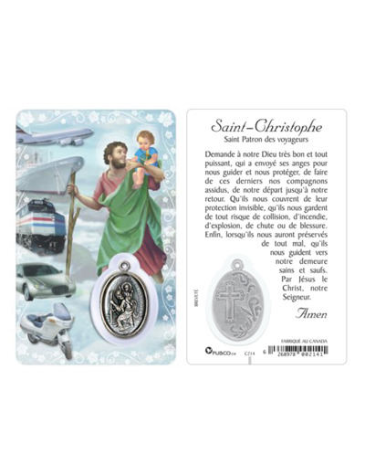 Carte-prière avec insertion ST CHRISTOPHE-italien