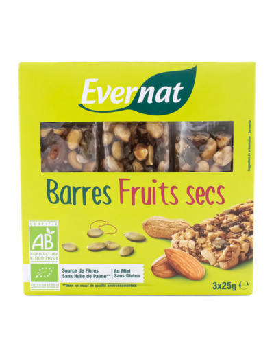 Barres de Fruits Secs au Miel Bio 3x25g