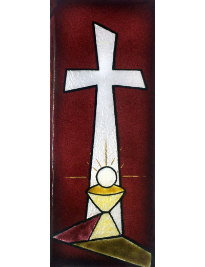 Croix et calice rouge 15,5X6,5cm - EMAUX DU LIBAN