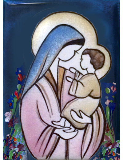 Vierge de Notre Dame resse 9,6X6,8cm - EMAUX DU LIBAN