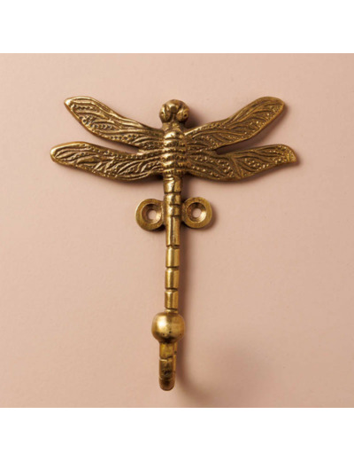 Crochet libellule antique fer 11x9cm