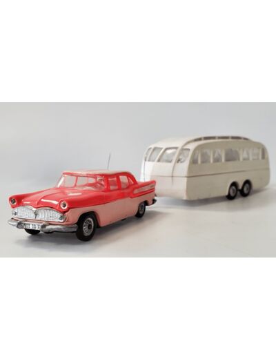 SIMCA CHAMBORD ROSE 2 TONS CARAVANE HENON NOREV PLASTIQUE 1/43 (N3)