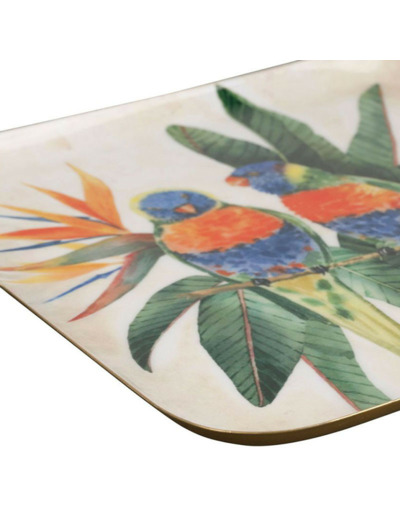 Plateau fer carré Oiseaux bleus 27x27cm