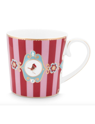 Grand Mug rayé love birds Pipstudio