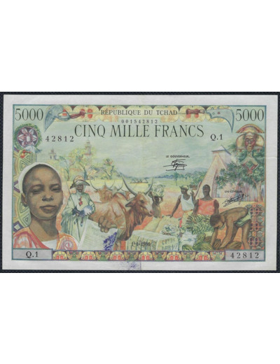 TCHAD 5000 FRANCS 1-1-1980 SERIE Q.1 TTB+