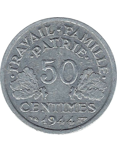 FRANCE 50 CENTIMES BAZOR 1944 TTB