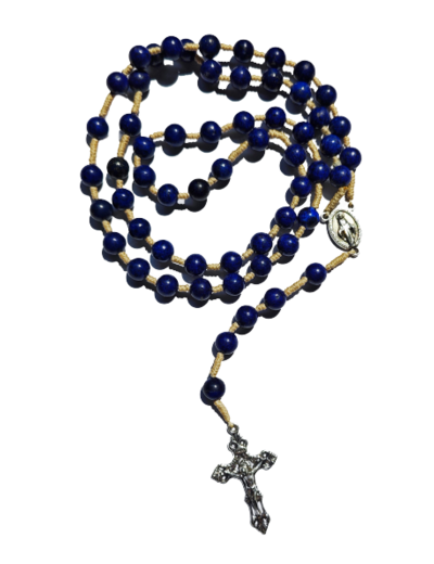 Chapelet sur Corde 8mm en pierre véritable- Lapis Lazuli
