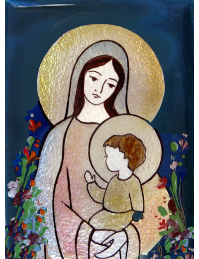 Vierge du Bon Secours 11,6X8,4cm - EMAUX DU LIBAN