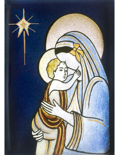 Vierge à la boucle et étoile 9,6X6,8cm - EMAUX DU LIBAN