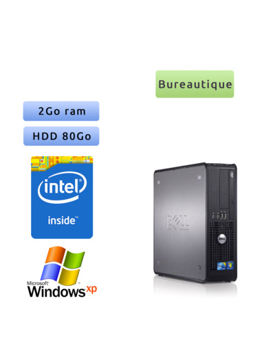 Dell Optiplex 780 SFF - Windows XP - 3.2Ghz 2Go 80Go - Ordinateur Tour Bureautique PC