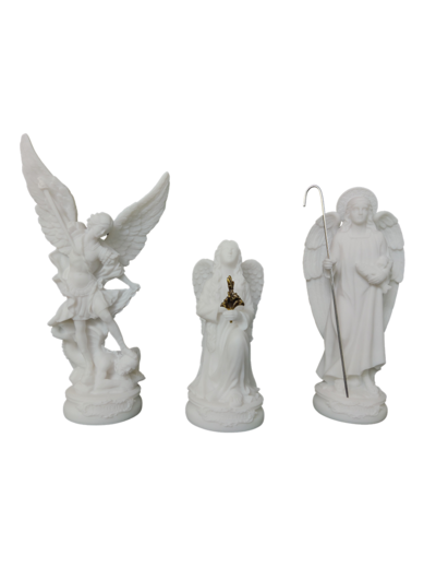 Coffret 3 Archanges en albâtre - Blanc