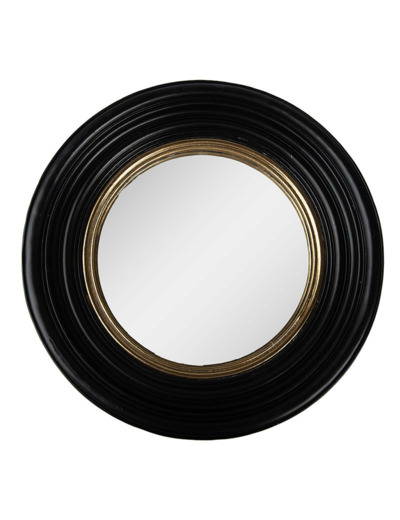 Miroir convexe mural résine noir or vieilli 4x4x31cm