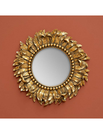 Miroir plumage résine doré 40cm