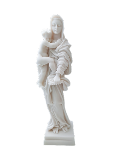 Statue en albâtre 23cm - VIERGE ENFANT Blanche