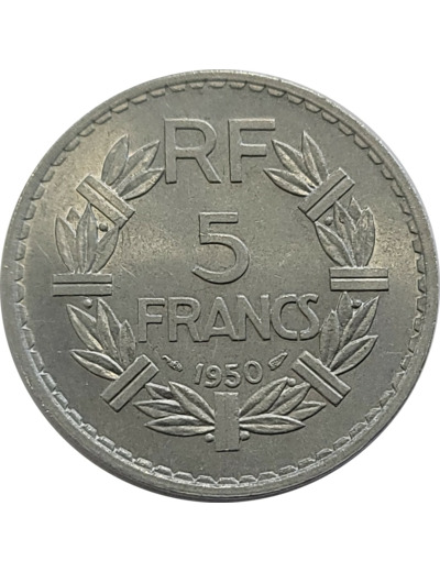 FRANCE 5 FRANCS LAVRILLIER ALUMINIUM 1950 SUP (G766a)