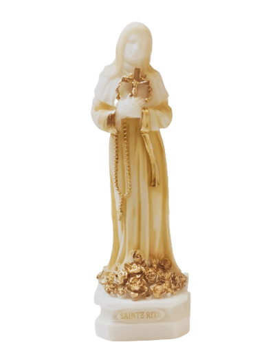 Sainte Rita - Statue en albâtre 17cm - Beige et Or