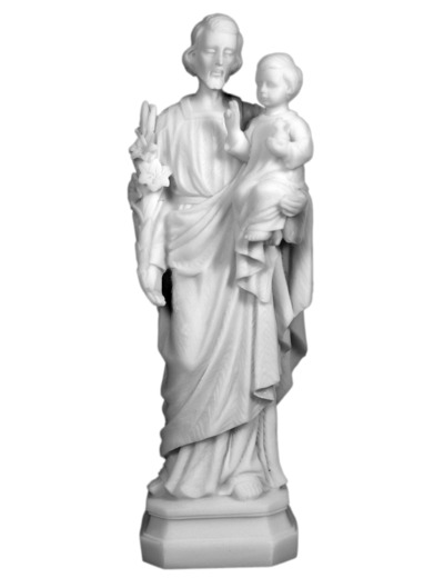 St Joseph - Statue en albâtre 20cm -Blanc