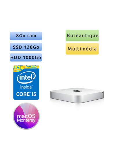 Apple Mac mini A1347 (emc 2840) i5 8Go 128Go SSD & 1To - macmini7.1 - Unité Centrale Apple