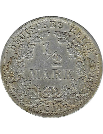 ALLEMAGNE 1/2 MARK 1914 A TTB