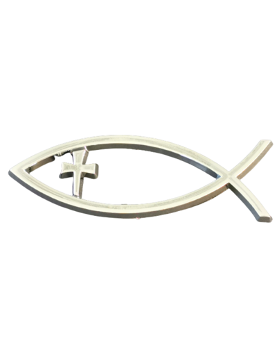 Autocollant Ichtus CROIX Argenté 14x4.5xEp1.6cm
