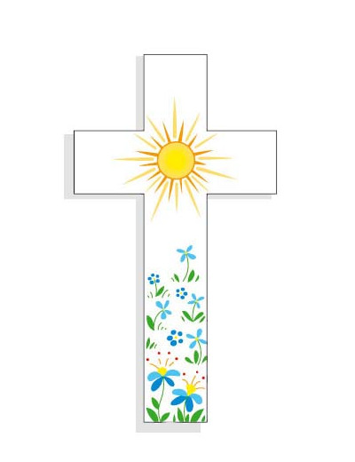 Croix Amour 14,5x8cm Soleil Fleurs Bleues