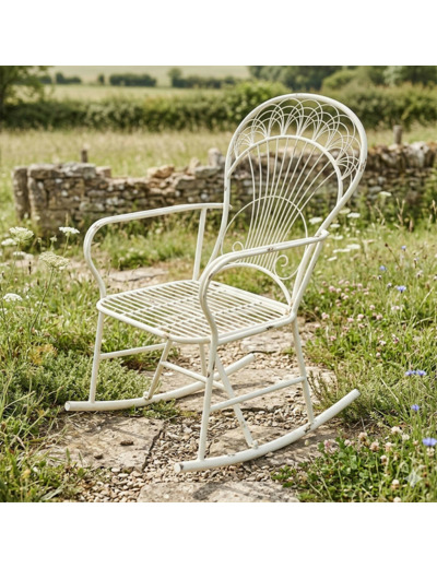 Rocking chair fer blanc 60x79x104cm