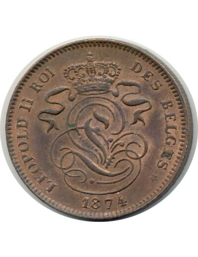 BELGIQUE 2 CENTIMES 1874 SUP (W 35.1)