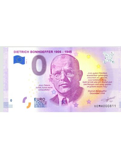 ALLEMAGNE 2020-2 DIETRICH BONHOEFFER BILLET SOUVENIR 0 EURO TOURISTIQUE NEUF